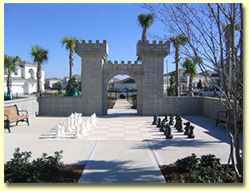 Castle playground with large chess set